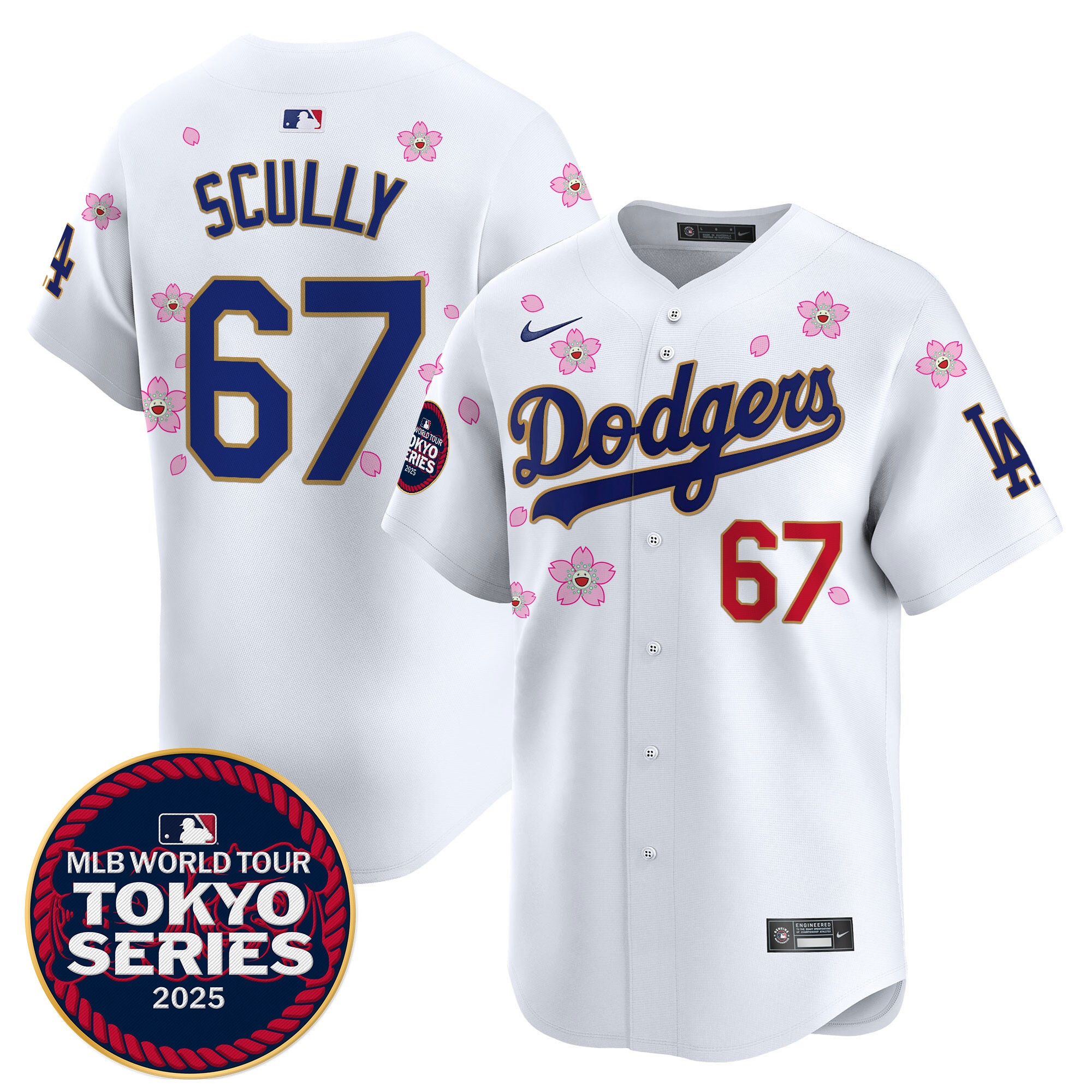 Men Los Angeles Dodgers #67 Scully Tokyo Series white Limited Stitched 2025 Jersey